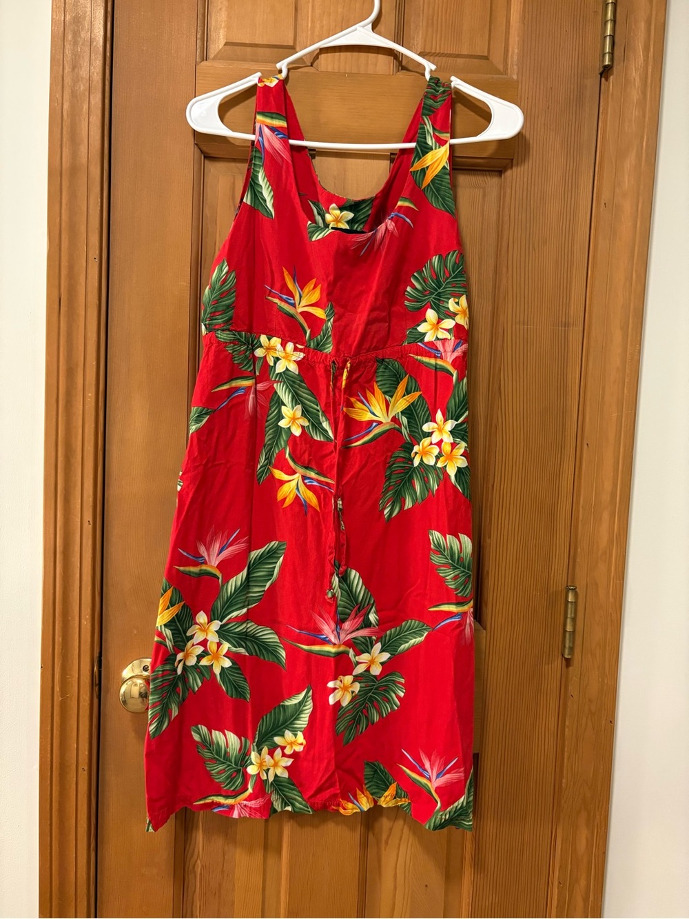 Red Floral Bright Rayon Puanani Maxi Dress from Hawaii Size L